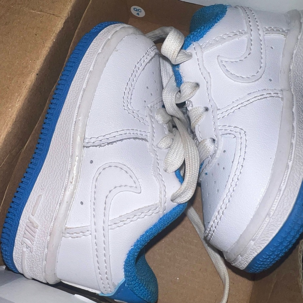 Kids White and Blue Sneakers
